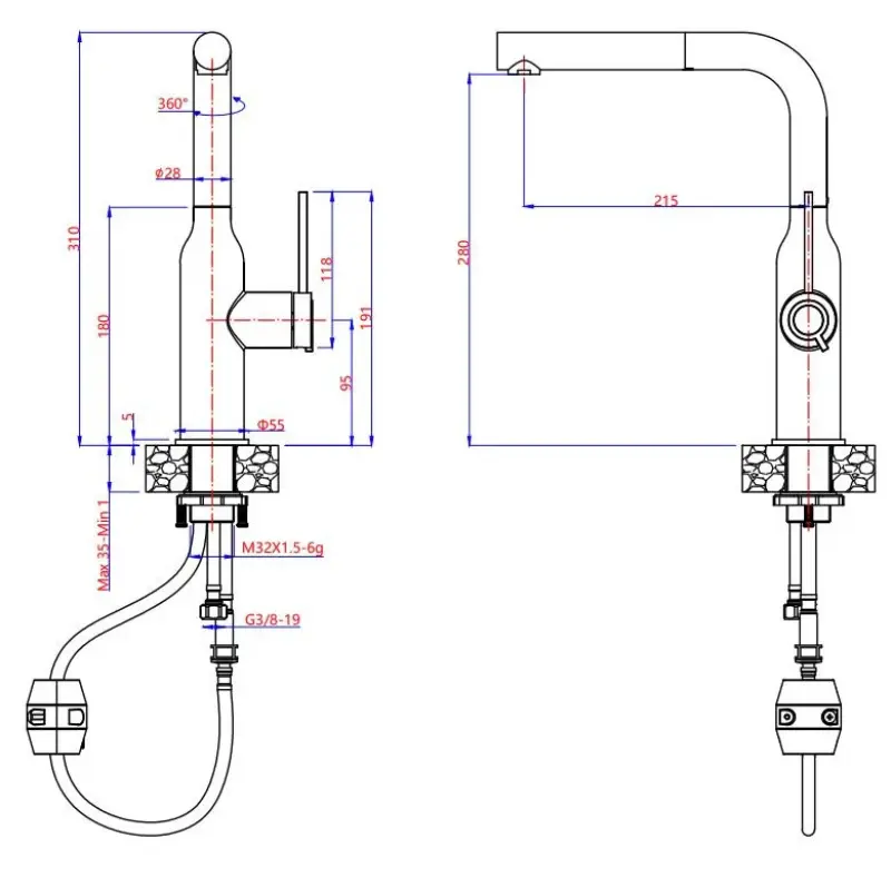 Rubinetto da cucina Quadri Stamford bianco con finitura in rame PVD e beccuccio estraibile 1208967687