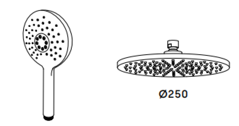 Waterevolution Flow combinazione doccia con soffione a pioggia PVD Gun Metal 250mm T141NR25GME