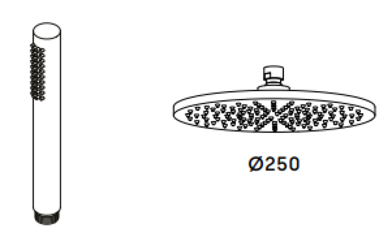 Waterevolution Flow combinazione doccia termostatica con soffione a pioggia in acciaio inossidabile 250mm T141TN25IE