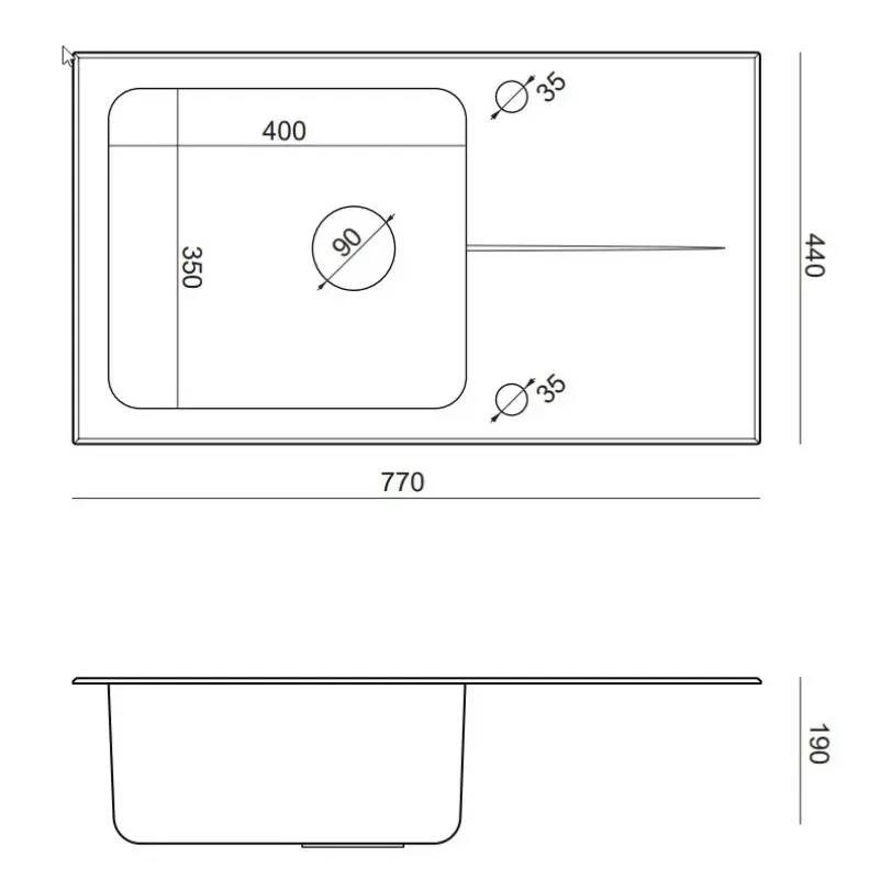 Set Quadri Glazz con Rubinetto da Cucina e Lavello da Incasso in Acciaio Inox con Gocciolatoio in Vetro Nero - 77x44 cm Reversibile - 1208967734