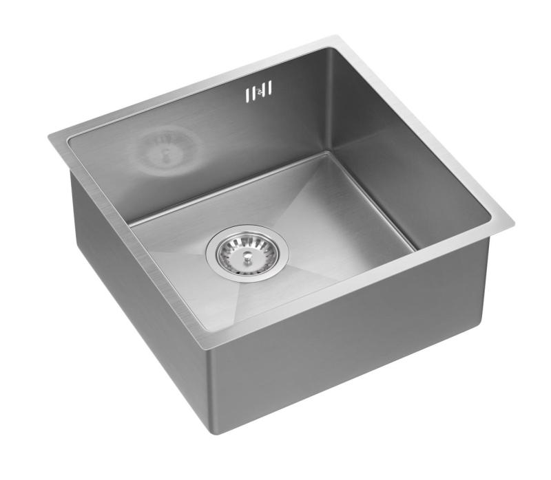 Aquadesign Zara Lavello in acciaio inox 44x44 cm Sottopiano, incasso a filo e da appoggio con tappo in acciaio inox - 1208967760