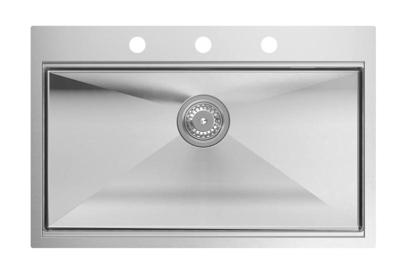 Aquadesign Vesta Lavello in Acciaio Inox 76x49cm Installazione da Appoggio e a Filo con Foro per Rubinetto, inclusi Tappo in Acciaio Inox e Accessori - 1208967762