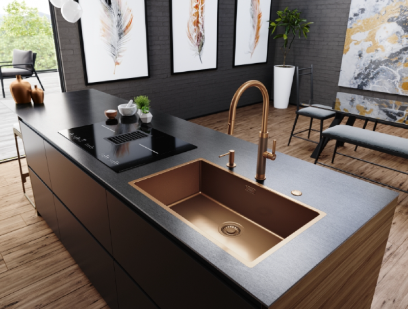 Franke Mythos Masterpiece Rubinetto da Cucina Rame con Bocca a J e Doccetta Estraibile - 115.0711.557