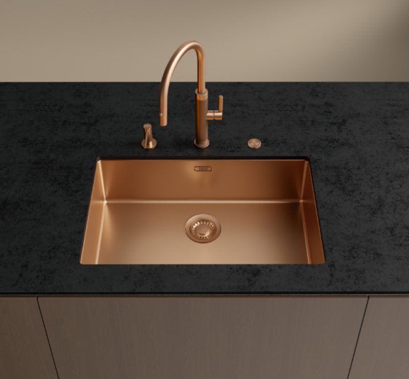 Franke Mythos Masterpiece Rubinetto da Cucina Rame con Bocca a J e Doccetta Estraibile - 115.0711.557