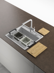 Franke Accessorio Universale All-In Set 2 - Tagliere, Vaschetta in Plastica, Contenitore in Plastica e Ponte Telescopico 112.0655.482