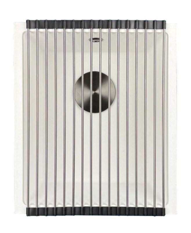 GraniteMy Universal Lavello in granito bianco 34x40 cm bianco da appoggio, da incasso e da incasso con tappo in canna di fucile 1208967904