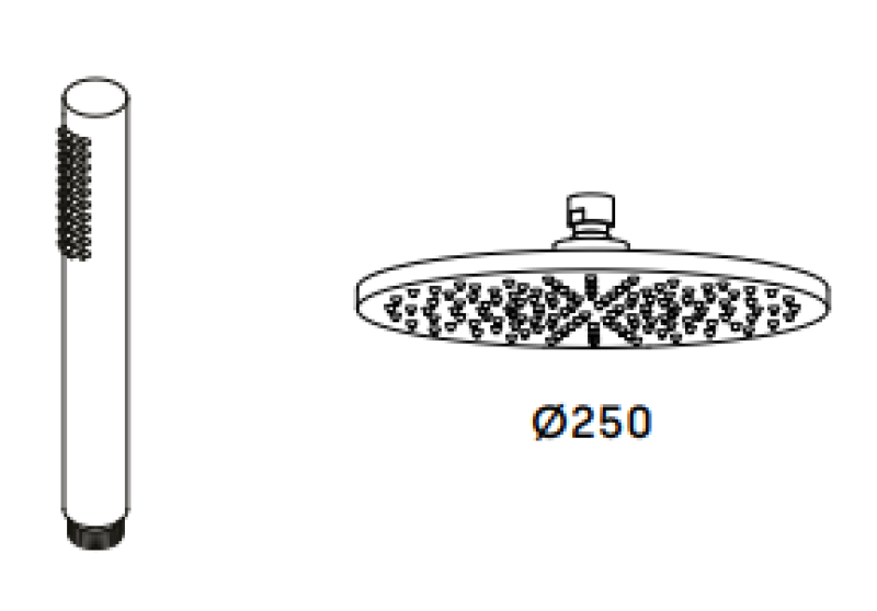 Waterevolution Flow miscelatore doccia a tre vie con soffione e doccetta in acciaio inox 250mm T131N25IE