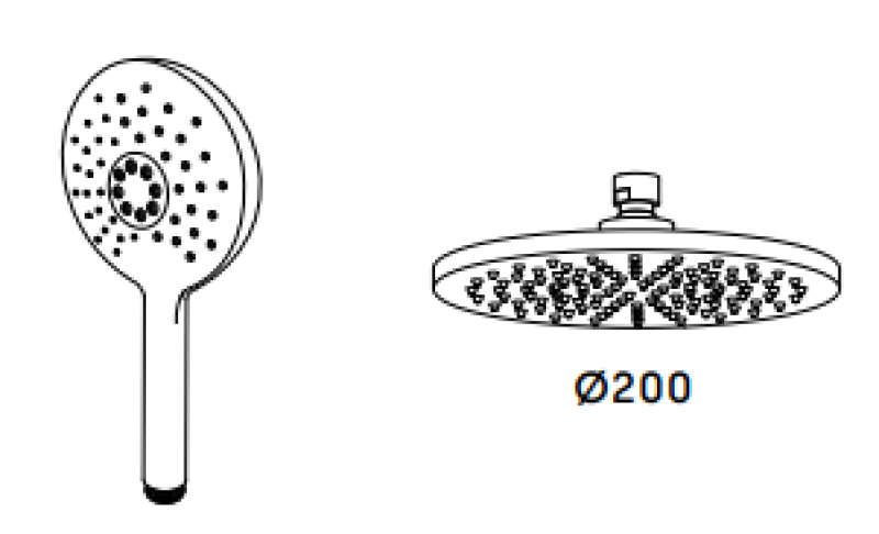 Waterevolution Flow miscelatore doccia a tre vie con soffione e doccetta rotonda cromata T131NR01