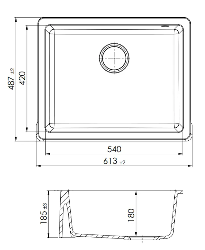 GraniteMy Tradition Lavello Rustico Lavello in Granito 60x48 cm Bianco da Incasso e Sottotop con Piletta Nera 1208967940