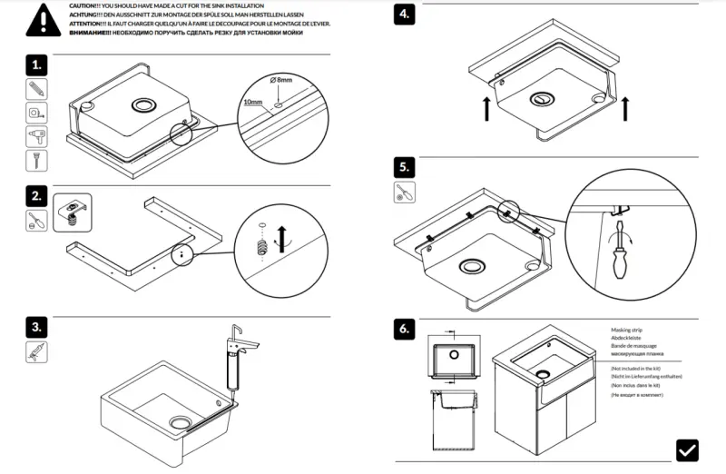 GraniteMy Tradition Lavello Rustico Lavello in Granito 60x48 cm Bianco Sottopiano e Filotop con Tappo Gun Metal 1208967944