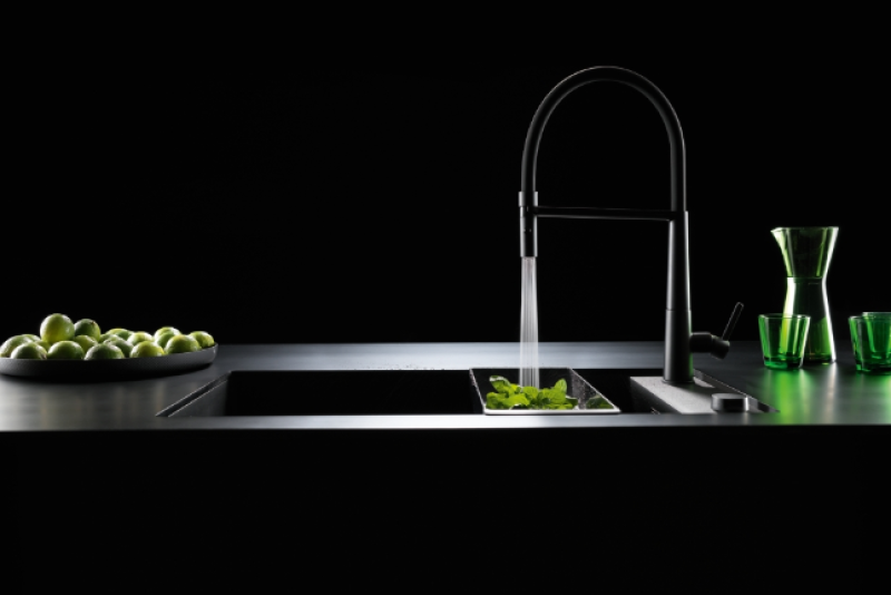 Franke Icon Monocomando Miscelatore da Cucina con Doccetta Flessibile, Nero 115.0690.598