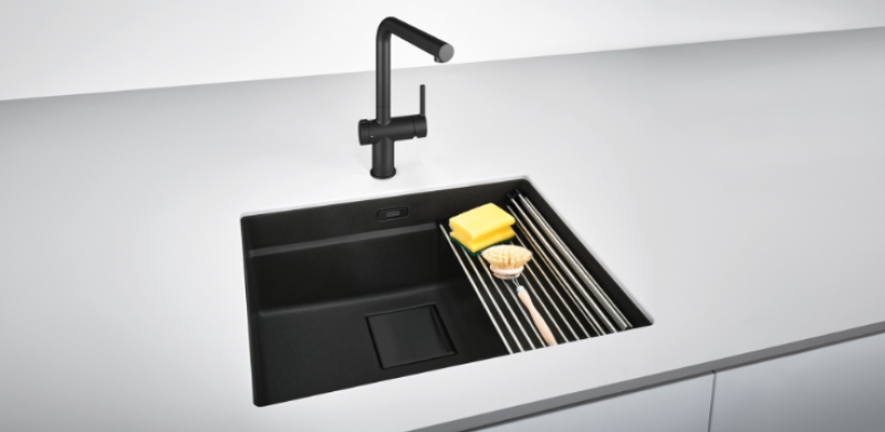 Franke Active Twist Monocomando Miscelatore Nero con Bocca Fissa e Comando Scarico Integrato 115.0669.768