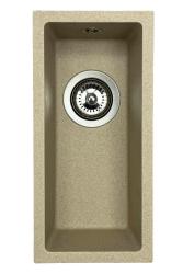 GraniteMy Universal granito beige sabbia piccolo lavello 17x40 cm montaggio a incasso, sottotop e filo top con tappo in acciaio inox 1208968002