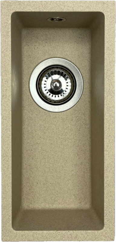 GraniteMy Universal granito beige sabbia piccolo lavello 17x40 cm montaggio a incasso, sottotop e filo top con tappo in acciaio inox 1208968002