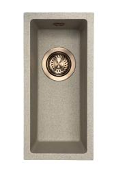 GraniteMy Universal granito beige sabbia piccolo lavello 17x40 cm da appoggio, sottopiano e incasso con tappo in rame 1208968004