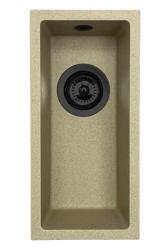 GraniteMy Universale lavello piccolo in granito beige sabbia 17x40 cm montaggio soprabanco, sottobanco e a filo con tappo nero 1208968005