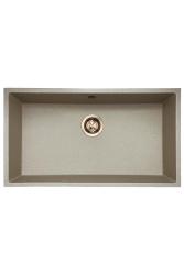 GraniteMy Universal lavello in granito beige sabbia 74x40 cm da appoggio, sottopiano e incasso con tappo in rame 1208968019