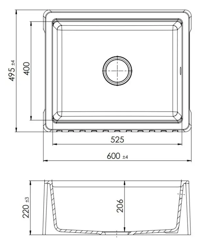 GraniteMy Tradition Lavello Rustico - Lavello in Granito a 2 Lati 60x48 cm Nero da Incasso con Tappo in Metallo Gun 1208968032