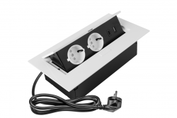 Presa per mobili 2x presa con messa a terra, USB A+C, cavo di alimentazione con spina, bianco