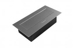 Presa per mobili 2x presa con messa a terra, USB A+C, cavo di alimentazione con spina, alluminio