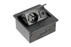 AVARO Presa da Incasso per Mobili, 1x Presa Francese, USB A+C, Cavo 1,5m, Nero