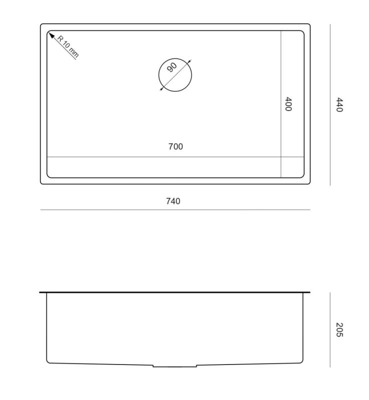 Aquadesign Zara Lavello in Rame 74x44cm Sottotop, Filotop e Sopratop con Tappo in Rame - 1208969510