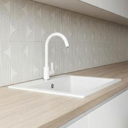 Graniteland Veritas Miscelatore da Cucina Bianco con Bocca Girevole 1208969531