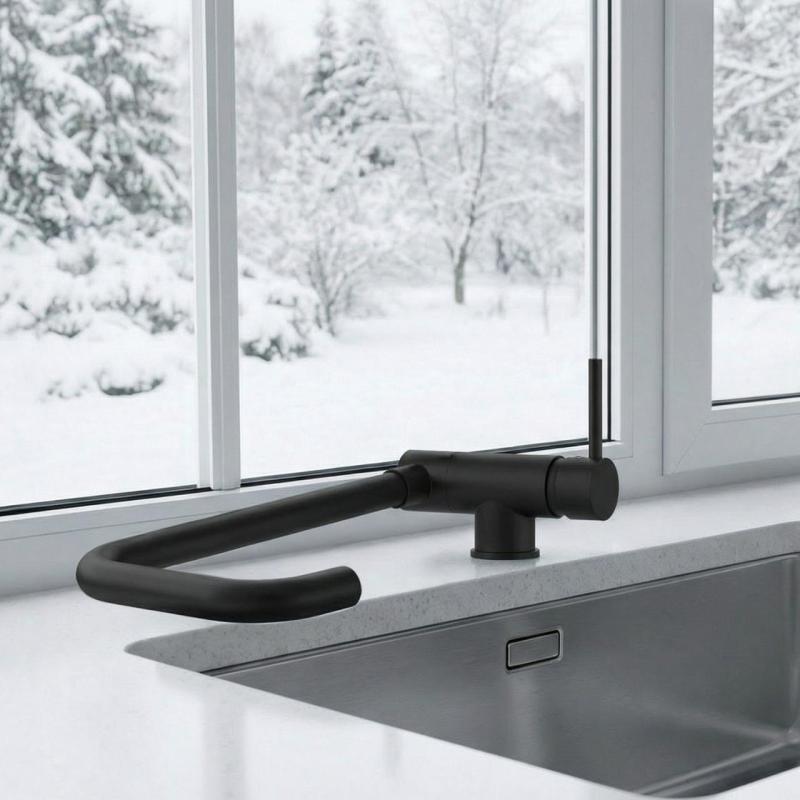 Graniteland Serenity Rubinetto da Cucina Nero con Bocca Pieghevole 1208969533