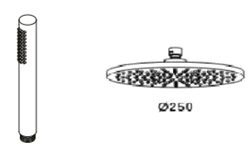 Waterevolution Flow miscelatore termostatico a tre vie per doccia con doccetta e soffione in ottone 250mm T131TN25LE