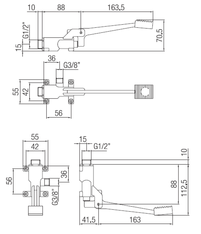 PB Pedal Line Pedale a pedale cromato per montaggio a pavimento o a parete 1208969729
