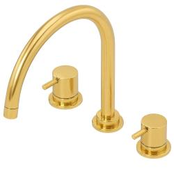 Waterevolution Flow rubinetto da cucina a 3 fori con bocca girevole e collegamento per acqua filtrata in ottone T152ULE