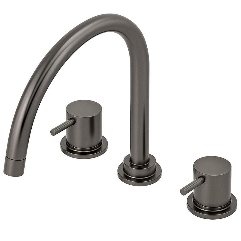 Waterevolution Flow 3-fori miscelatore da cucina con bocca girevole e collegamento per acqua filtrata gun metal T152UGME