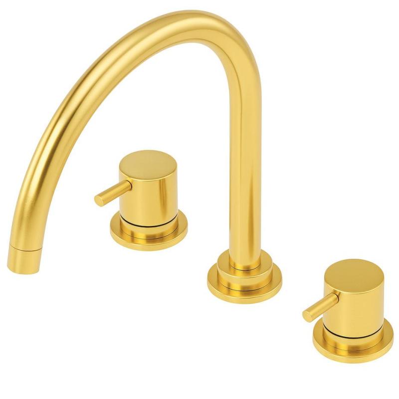 Waterevolution Flow rubinetto da cucina a 3 fori con bocca girevole e attacco per acqua filtrata light gold T152UWGE