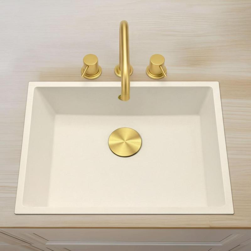 Waterevolution Flow miscelatore da cucina angolare a 3 fori con bocca di erogazione girevole e raccordo per acqua filtrata, light gold T152HWGE