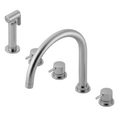 Waterevolution Flow miscelatore da cucina a 5 fori con doccetta estraibile e collegamento per acqua filtrata in acciaio inossidabile RVS T154UIE