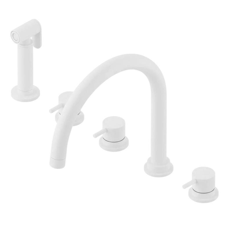 Waterevolution Flow miscelatore da cucina a 5 fori con doccetta estraibile e attacco per acqua filtrata bianco T154UBR