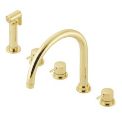 Waterevolution Flow miscelatore da cucina a 5 fori con doccetta estraibile e attacco per acqua filtrata light gold T154UWGE
