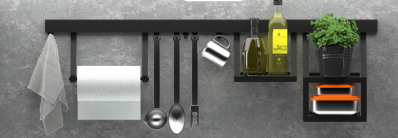 Epka Luxion Doppio Ripiano per Binari da Cucina Metallo Nero 1208969967