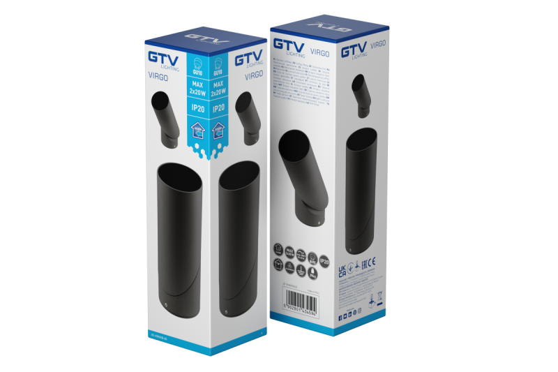 Lampada da soffitto VIRGO, max. 250V, 50/60Hz, 57x152mm, IP20, max. 20W, Rotonda, Nero