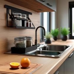 Set di binari da cucina Epka Luxion 60 cm con accessori in metallo con fissaggio nascosto nero 1208969993.