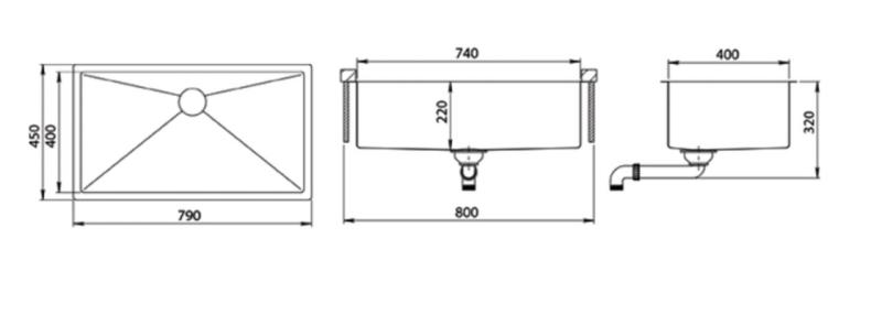 Ausmann Mosel acciaio inox grande Lavello acciaio inox - PVD acciaio inox 74x40 universale 1208970025