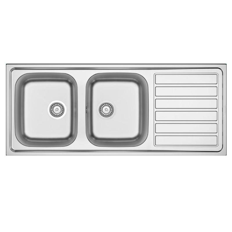 Cucina Centurio 120 Inox doppio lavello da appoggio 120x50cm con scolapiatti 1208970029