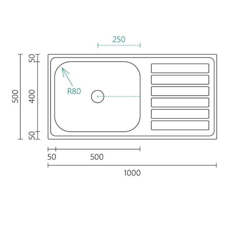 Banka Centurio 100-50 Lavello in acciaio inox da incasso 100x50 cm con sgocciolatoio 1208970030
