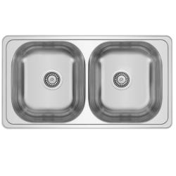 Banka Diplomat Lavello doppio in acciaio inox da incasso 80x44 cm 1208970059