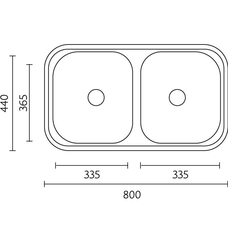 Banka Diplomat Lavello doppio in acciaio inox da incasso 80x44 cm 1208970059