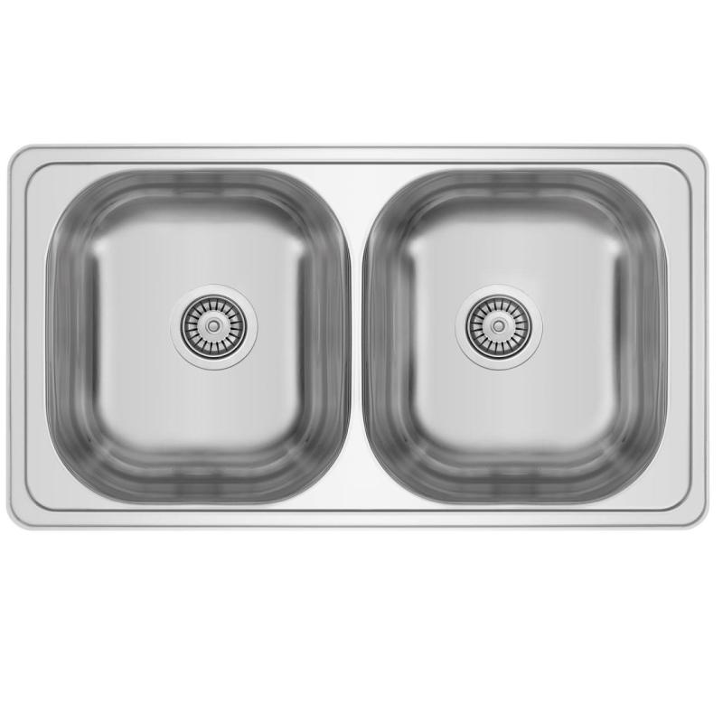 Banka Diplomat Lavello doppio in acciaio inox da incasso 80x44 cm 1208970059