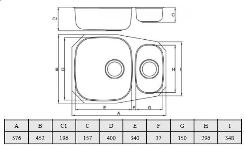 Banka Alaska Acciaio inox 1.5 Lavello sottopiano 524 x 400 mm 1208970064