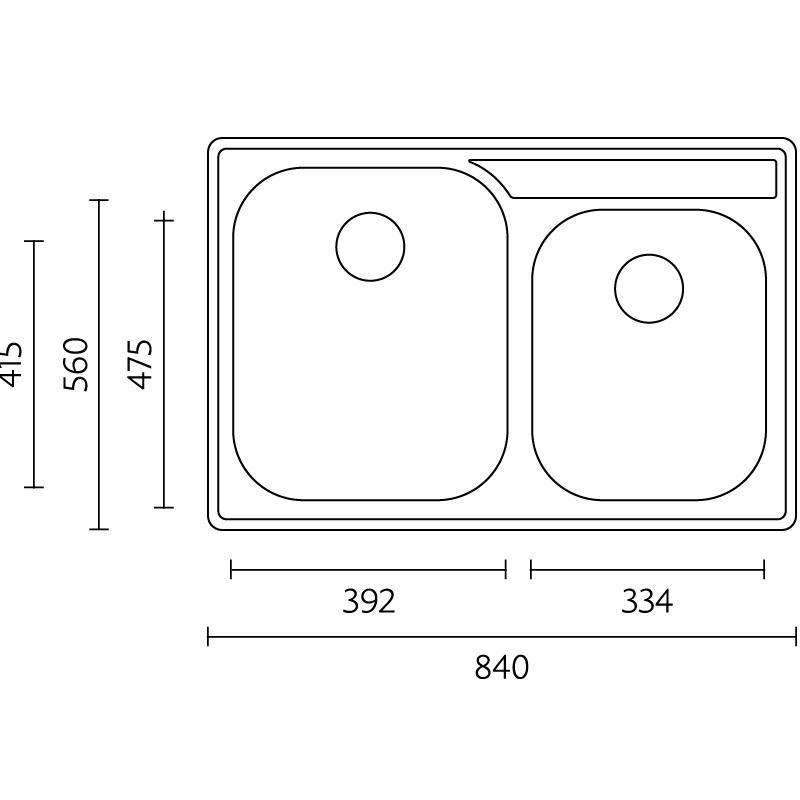 Banka Princess Lavello doppio in acciaio inox da incasso 750x475 mm 1208970067