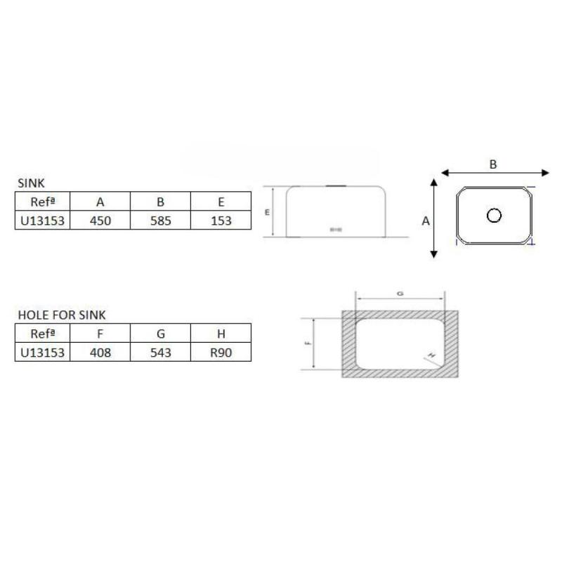 Banka Detroit Lavello in acciaio inox 543 x 408 mm Sottopiano 1208970078