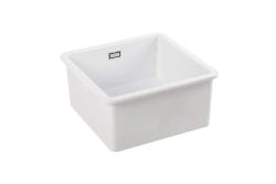 Ausmann Ceramic Ember Lavabo Ceramico Quadrato Bianco da Incasso e Sottotop 40 x 40 cm con Tappo in Acciaio Inossidabile 1208970094